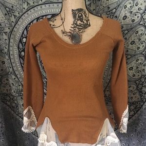 Autumn Lace Trim Sweater 🍂
